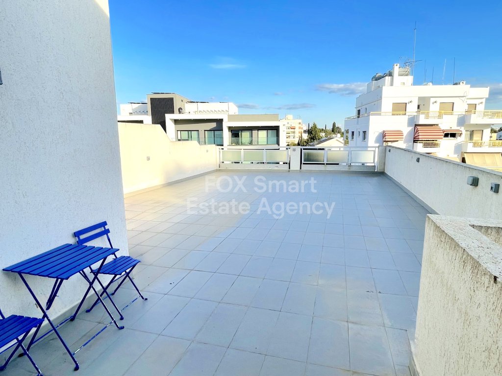 Modern top floor furnished 2-Bedroom Apartment with Huge Balcony in Egkomi near European University.