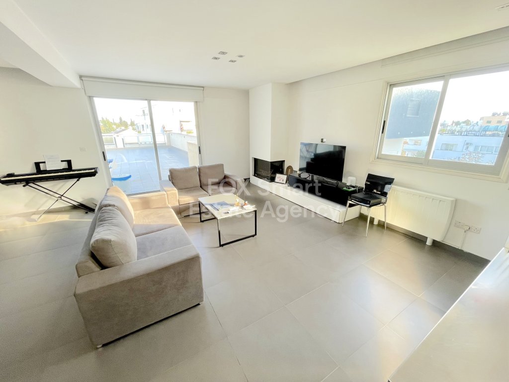 Modern top floor furnished 2-Bedroom Apartment with Huge Balcony in Egkomi near European University.