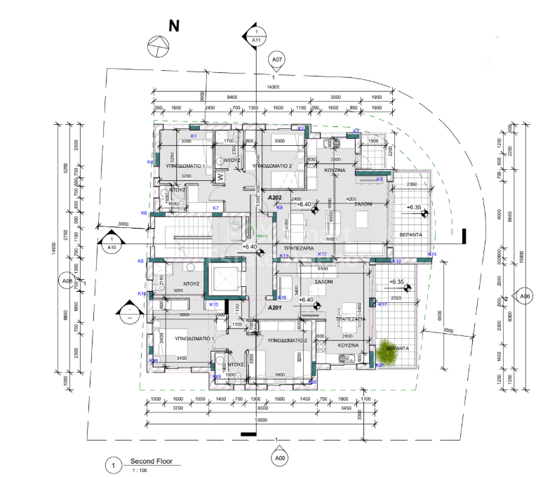 Top floor two bedroom apartment for sale,  Antonis Papadopoulos area.