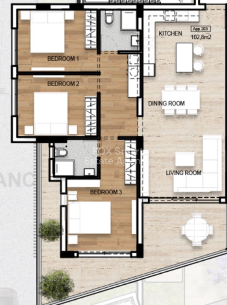 Three -Bedroom apartment for sale in Livadia, Larnaca district .