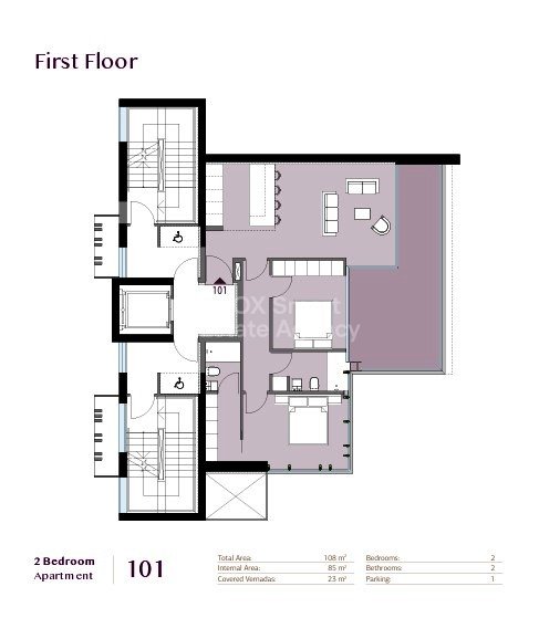 Sea View, Whole Floor, 2 Bedroom Apartment, in Larnaca Marina Area