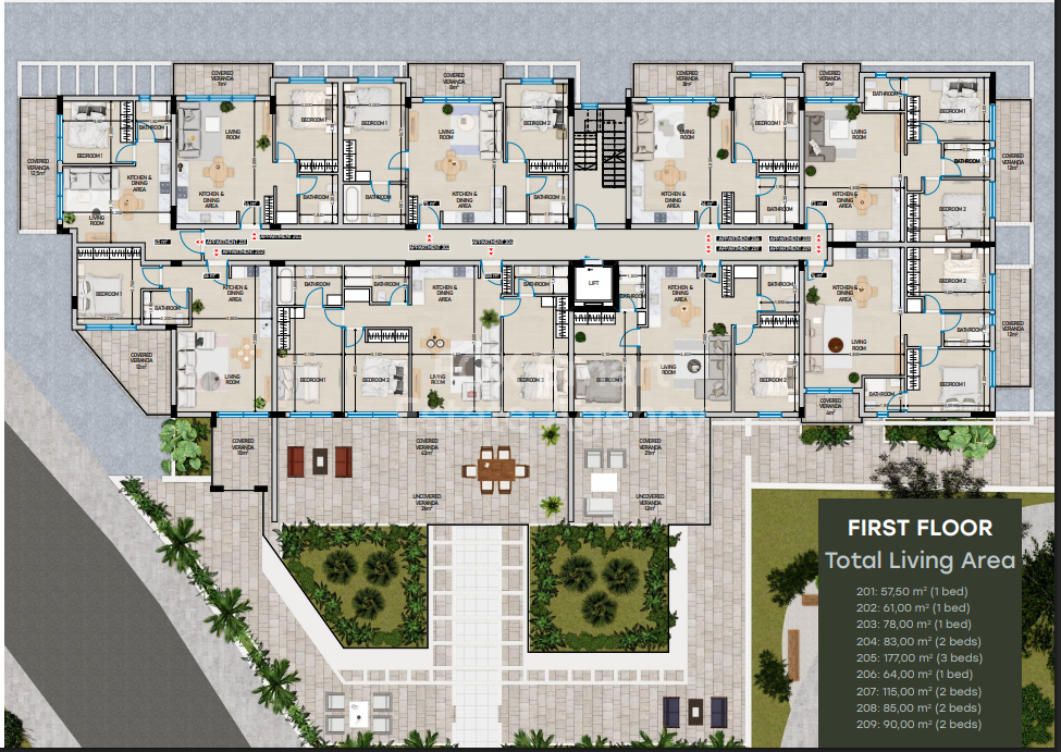 1-Bedroom First-Floor Apartment | Pervolia | Pool & Gym