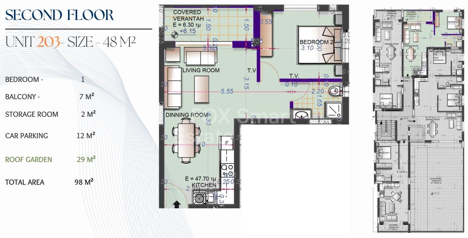 1 Bedroom Top Floor Apartment with Roof Garden in Kiti, Larnaca