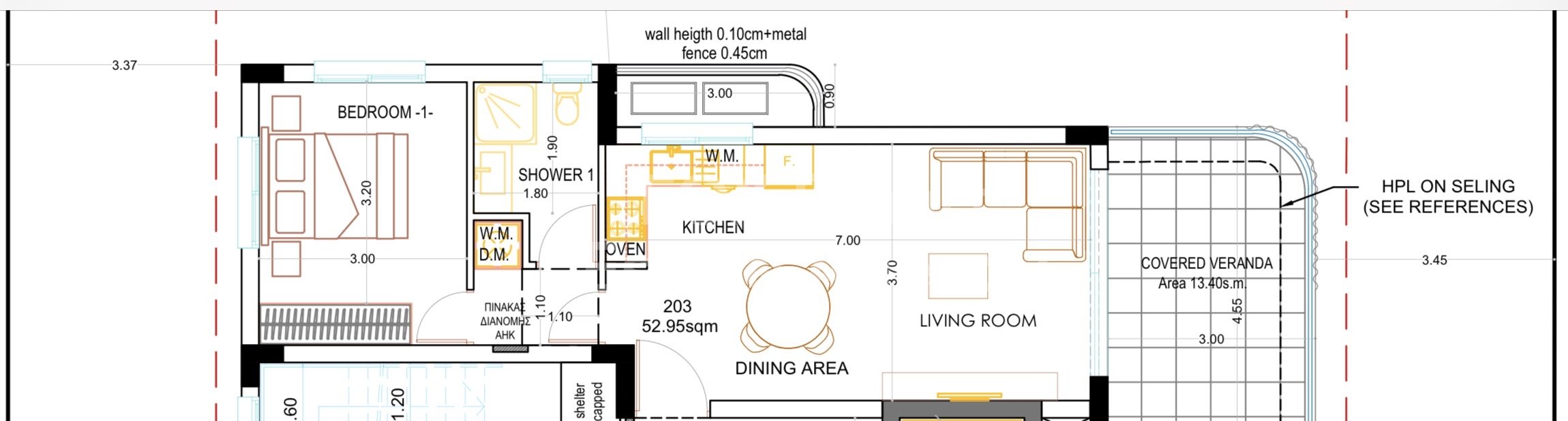One-bedroom penthouse apartment in Krasas area ,Larnaca district.