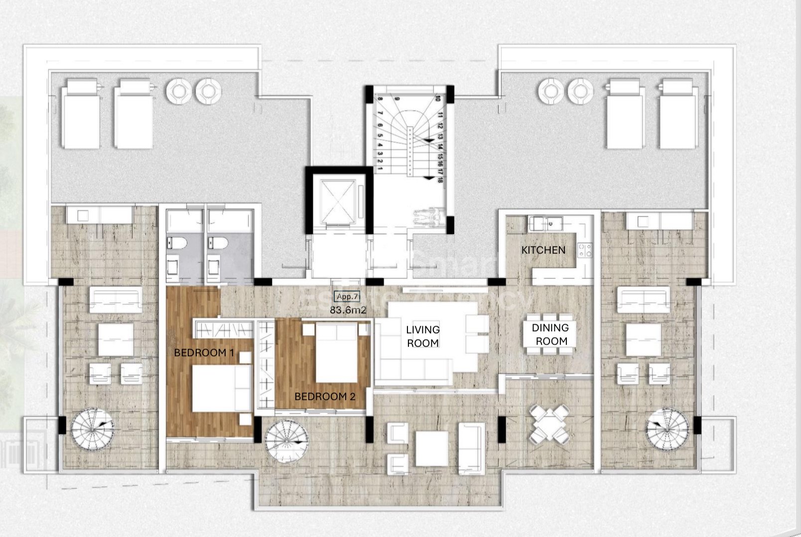 Two- Bedroom penthouse apartment for sale in Oroklini area,Larnaca.