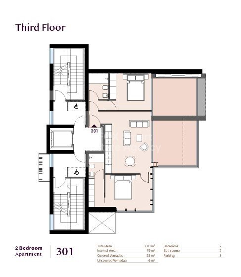 Sea View, Whole Floor, 2 Bedroom Apartment, in Larnaca Marina Area