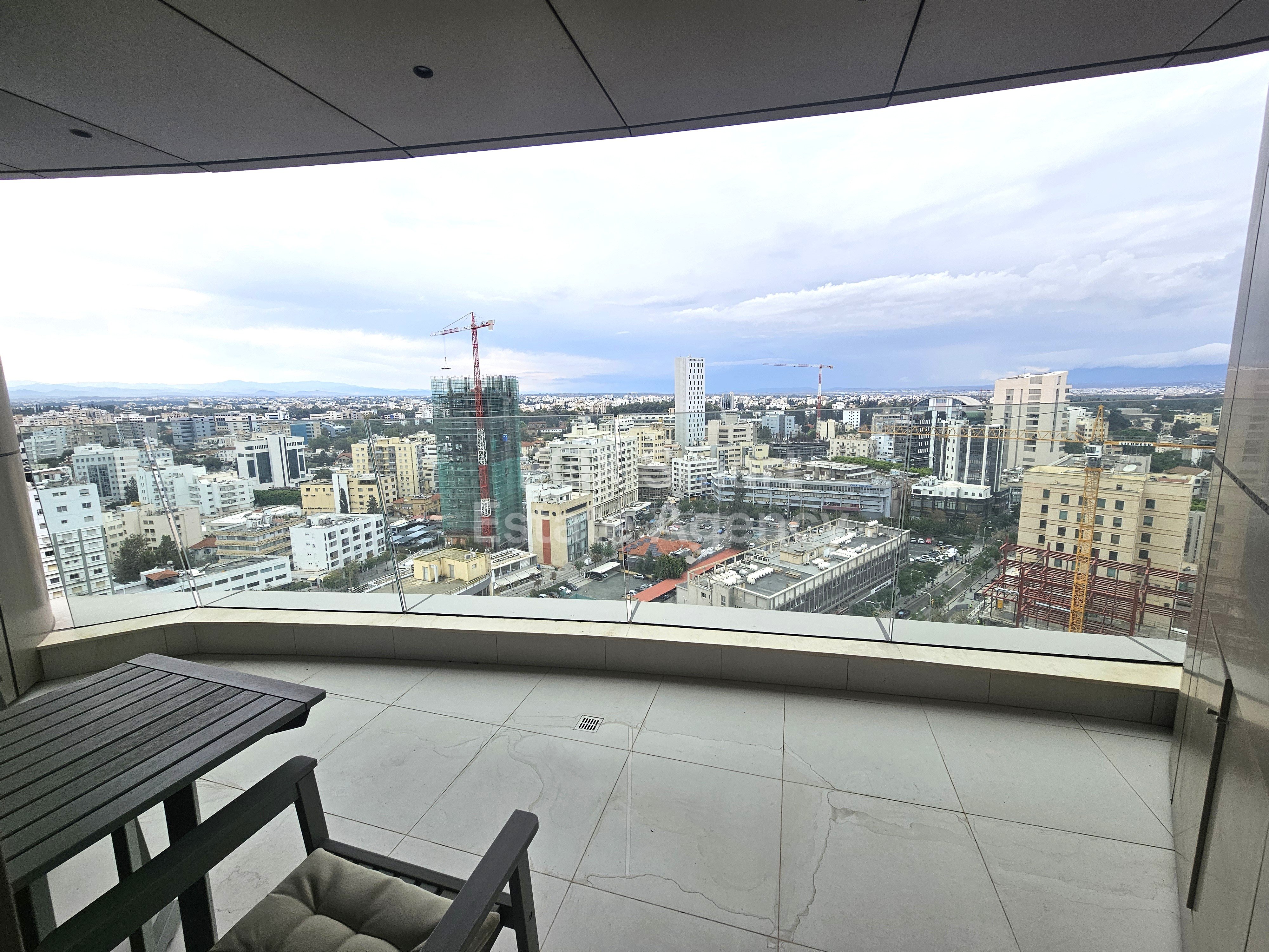 Luxury Furnished 2-Bedroom Apartment 125sqm | 16th Floor | Panoramic City & Mountain Views | Central Nicosia