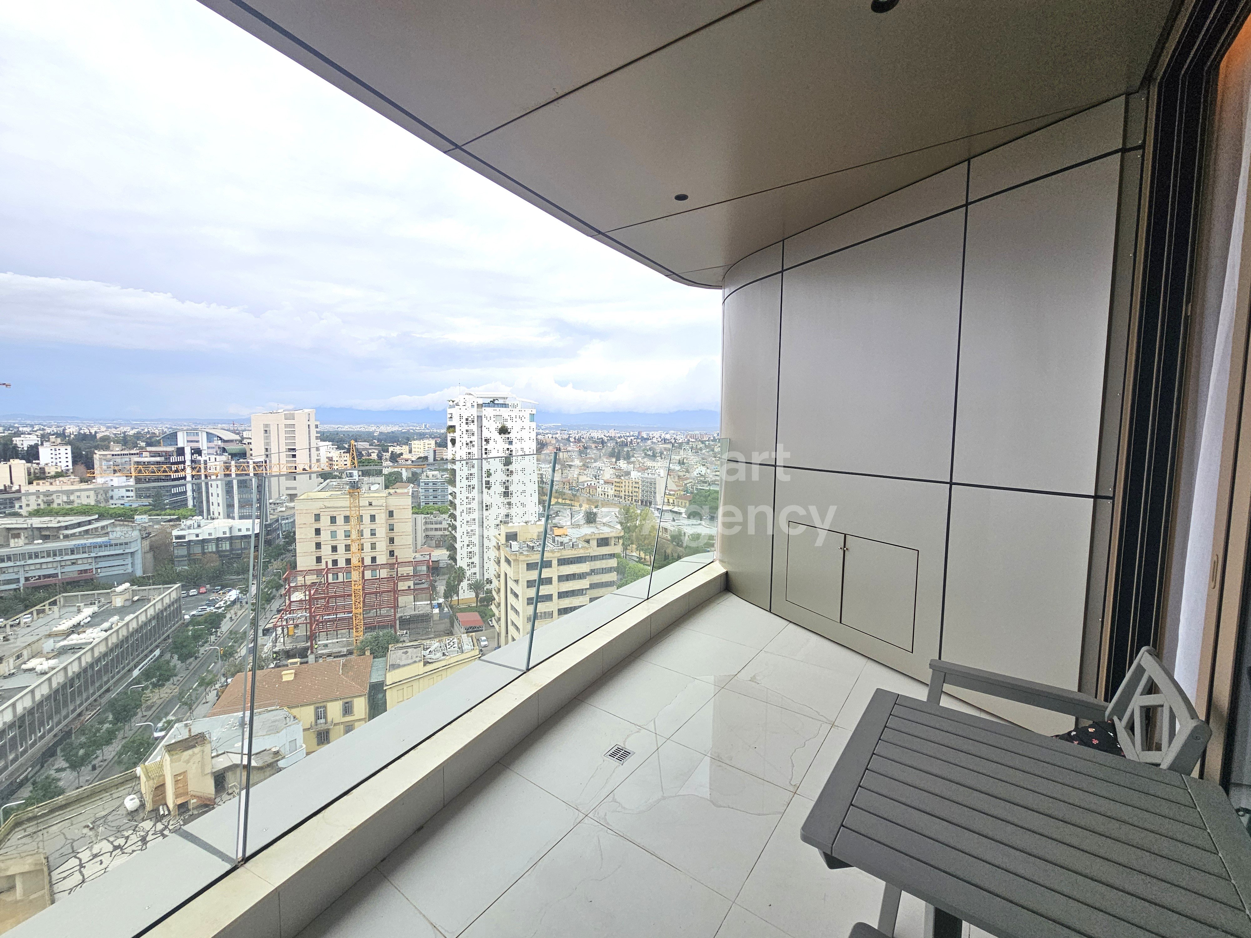 Luxury Furnished 2-Bedroom Apartment 125sqm | 16th Floor | Panoramic City & Mountain Views | Central Nicosia