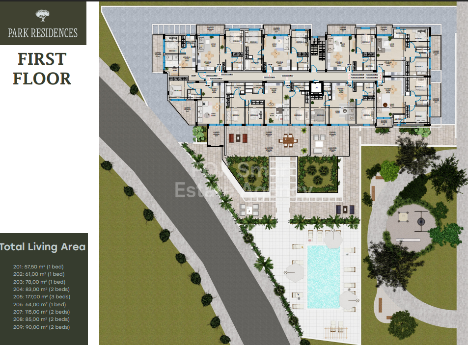 1-Bedroom First-Floor Apartment | Pervolia | Pool & Gym