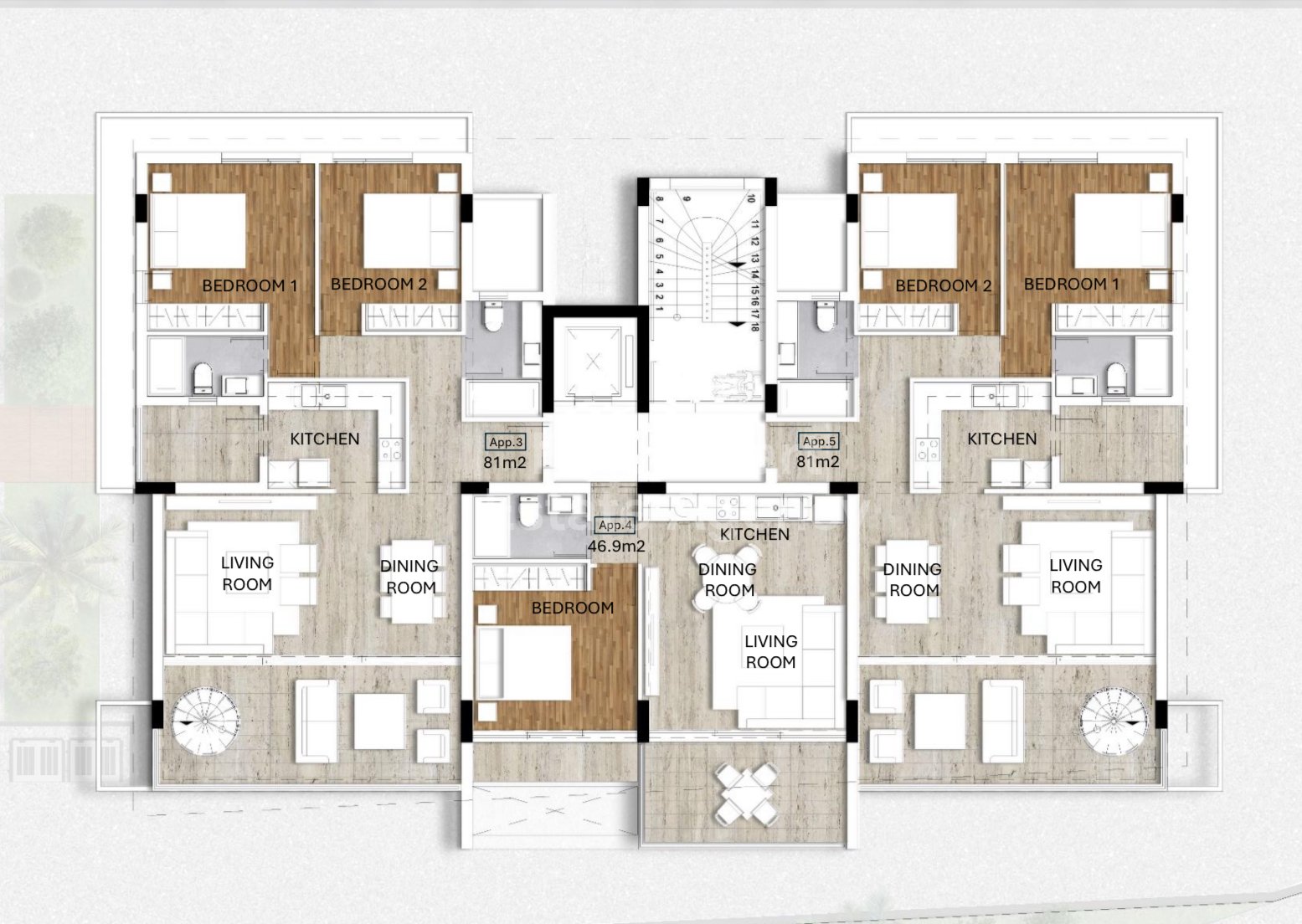 One-Bedroom simplex apartment for sale in Oroklini area,Larnaca.