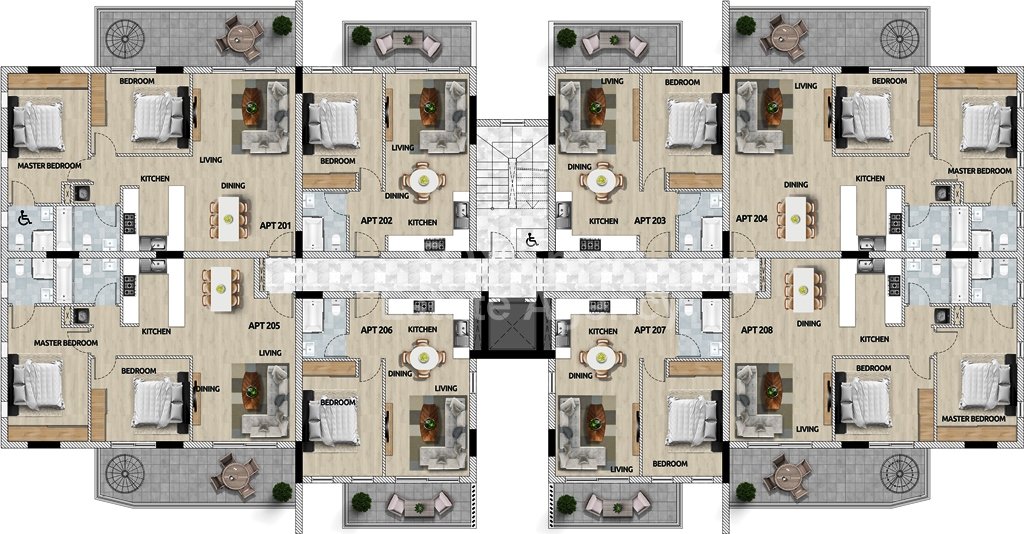 2 Bedroom, With Roof-Garden, Off-Plan Apartment For Sale in Oroklini