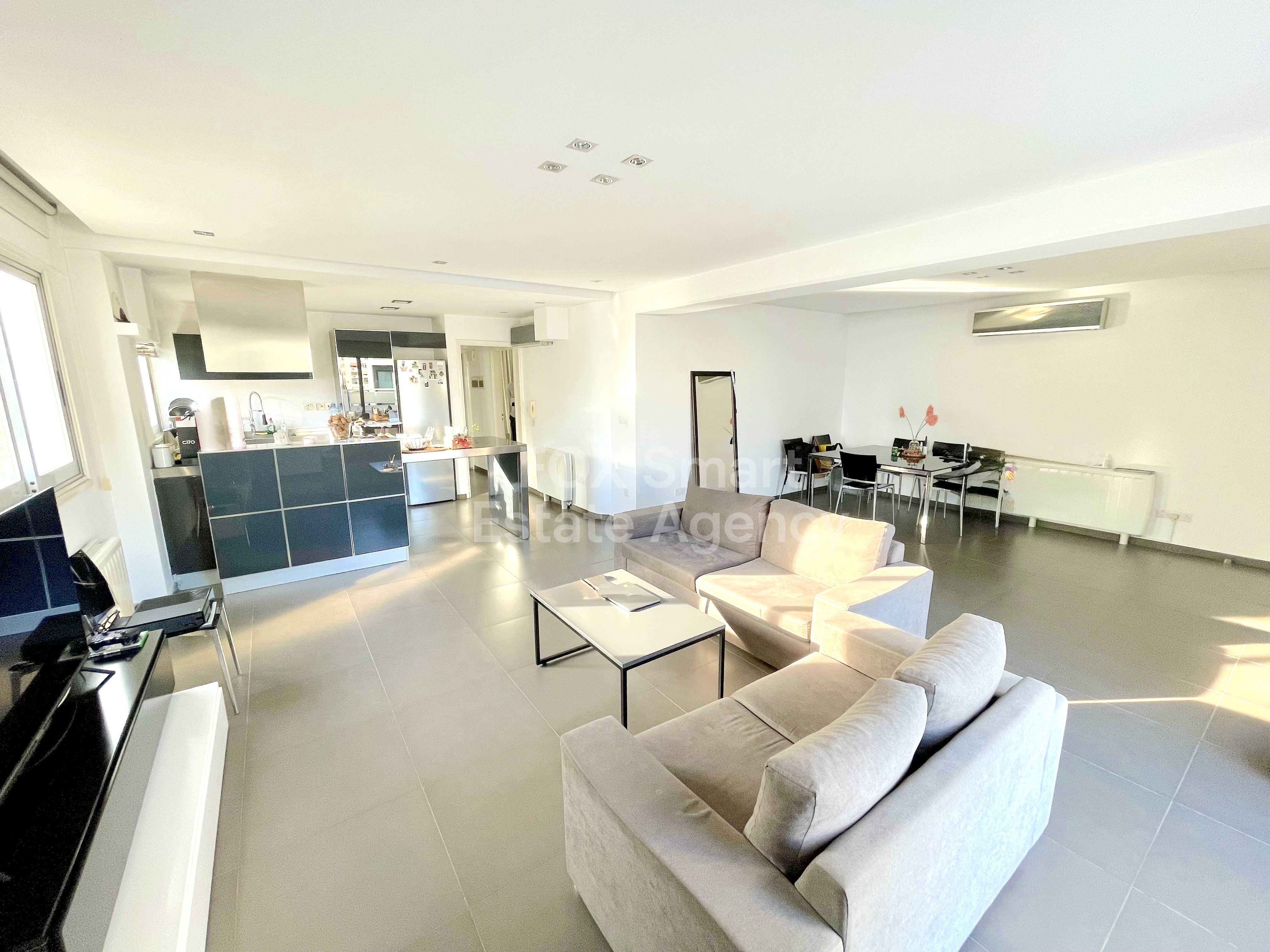 Modern top floor furnished 2-Bedroom Apartment with Huge Balcony in Egkomi near European University.