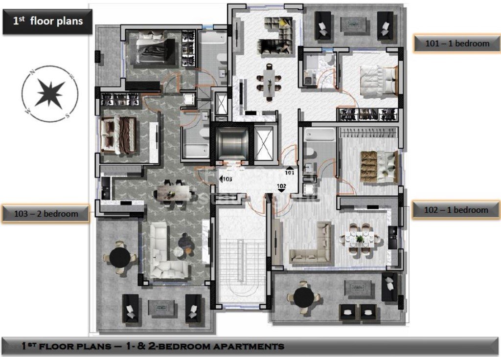 2 Bedroom With big Balcony, Off-Plan Apartment For Sale in Aradippou