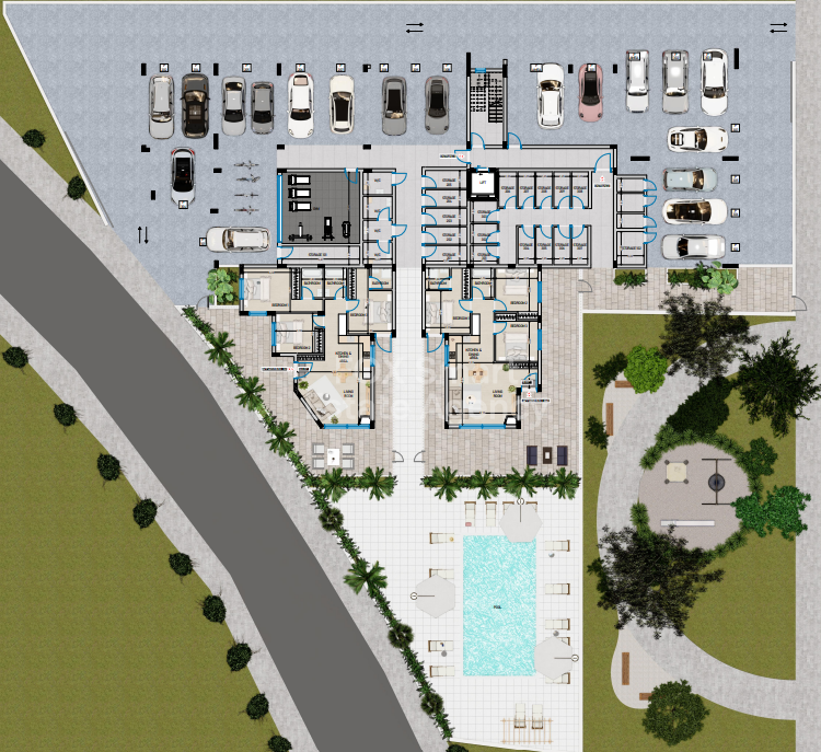 Exclusive Ground-Floor Residence with Private 90 m² Outdoor Area, Pool & Gym