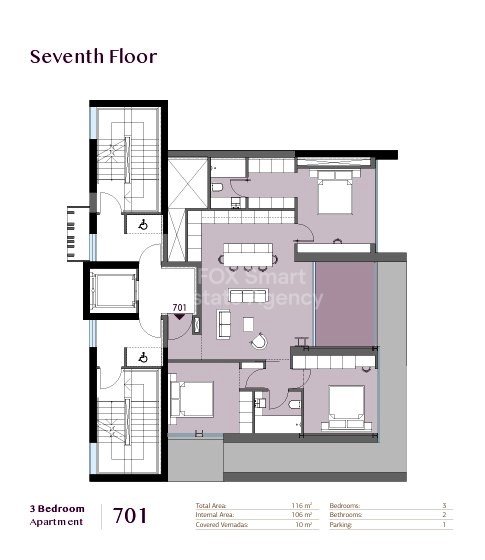 Sea View, Whole Floor, 3 Bedroom Apartment, in Larnaca Marina Area